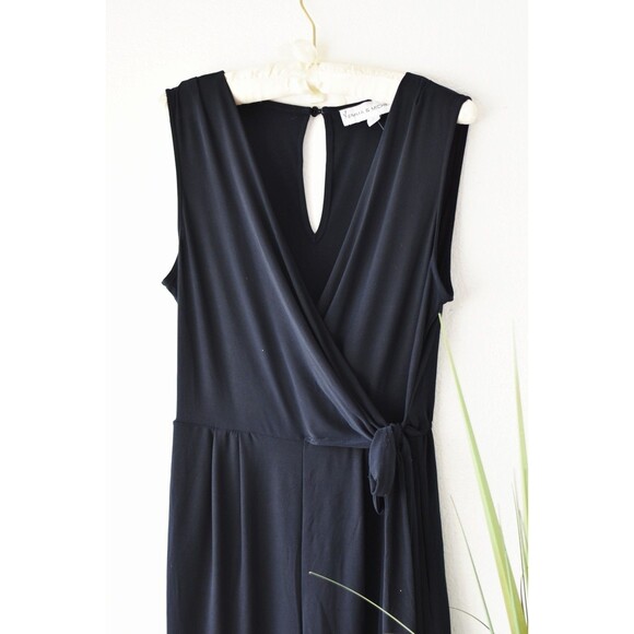 emma And michele romper Womans M Navy Blue Short Sleeve Wrap Classic Old Money - Picture 2 of 8